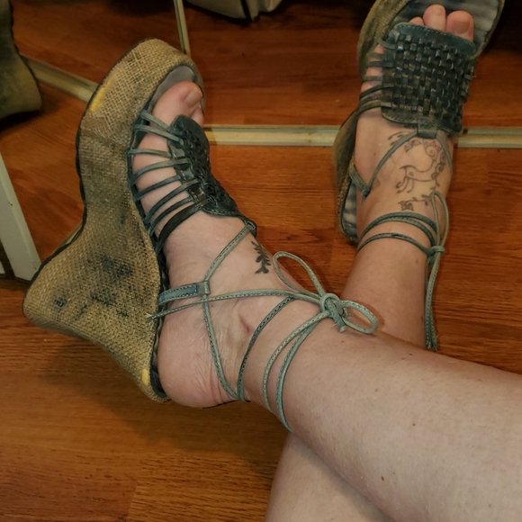 Leather vintage 90s platforms - Picture 1 of 6